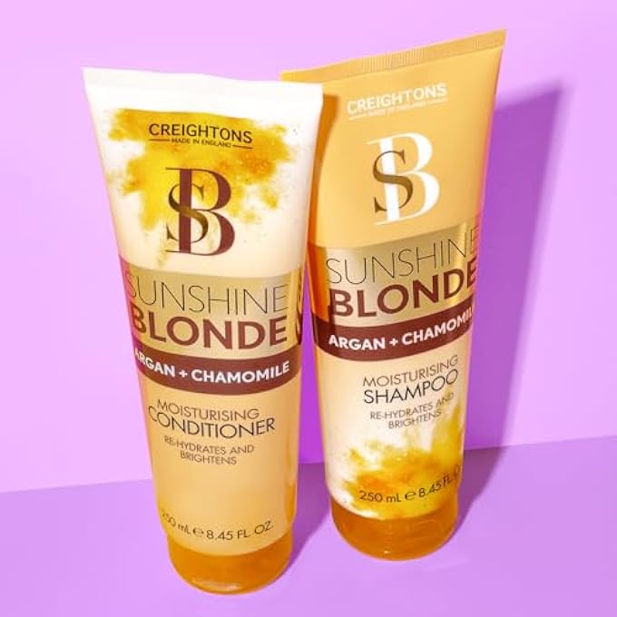 CREIGHTONS SUNSHINE BLONDE EXTRA MOISTURISING CONDITIONER (250ML) - MADE WITH ARGAN & CHAMOMILE TO REHYDRATE, BRIGHTEN & SMOOTH. ENHANCES NATURAL & COLOUR TREATED BLONDES - Image 3